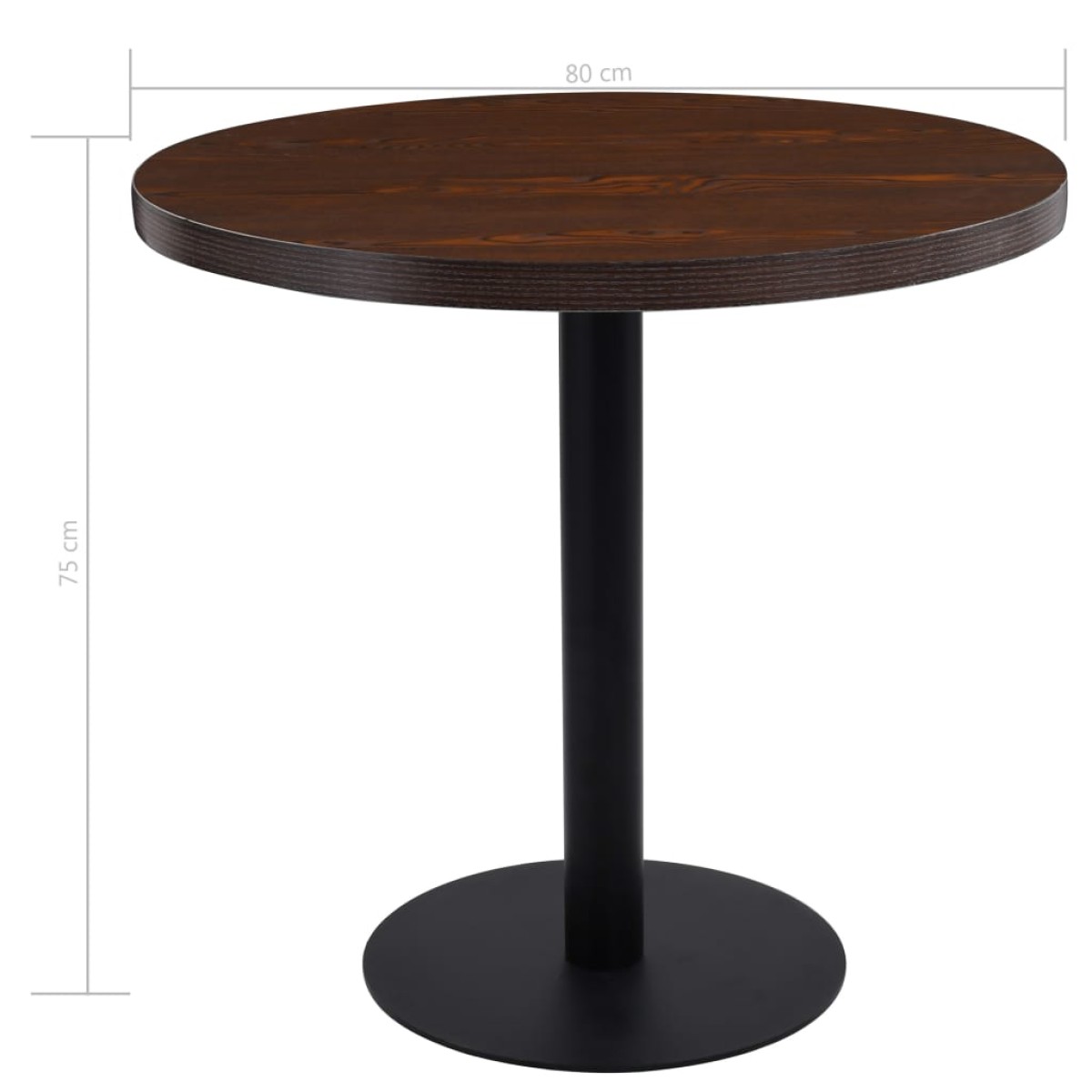 vidaXL Τραπέζι Bistro Σκούρο Καφέ 80 εκ. από MDF