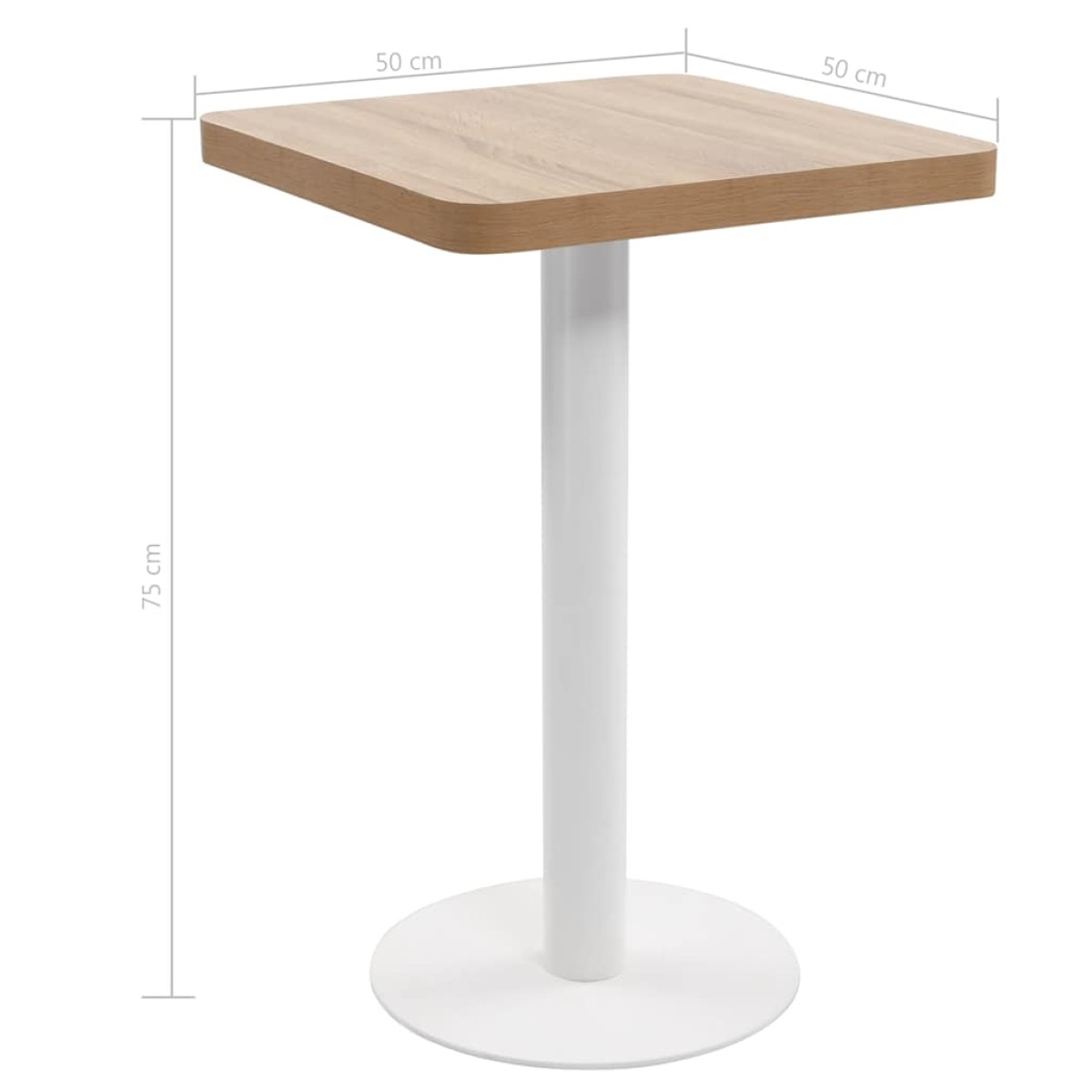 vidaXL Τραπέζι Bistro Ανοιχτό Καφέ 50 x 50 εκ. από MDF