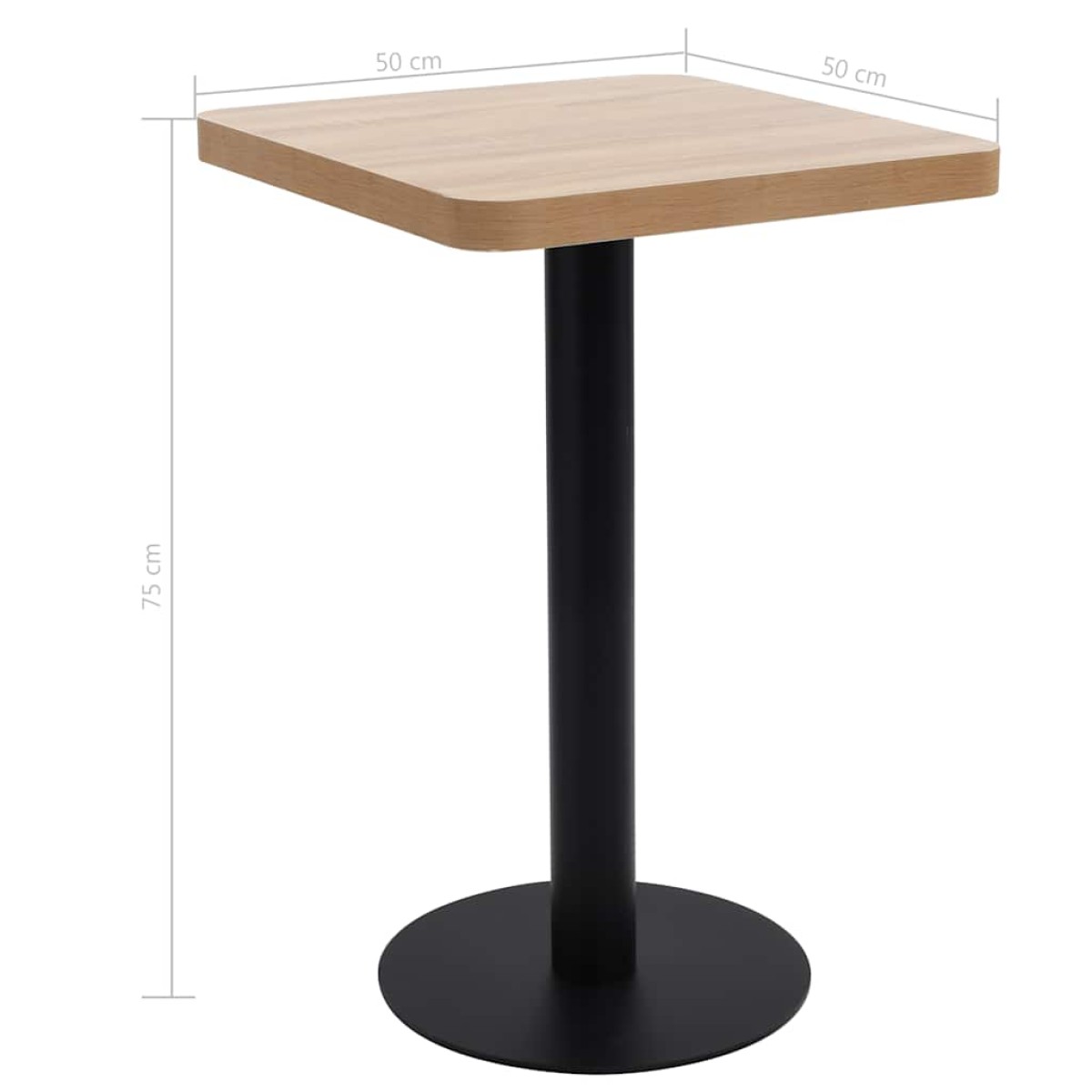 vidaXL Τραπέζι Bistro Ανοιχτό Καφέ 50 x 50 εκ. από MDF