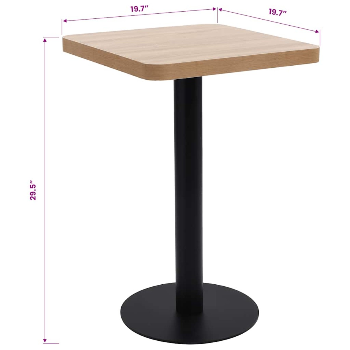 vidaXL Τραπέζι Bistro Ανοιχτό Καφέ 50 x 50 εκ. από MDF