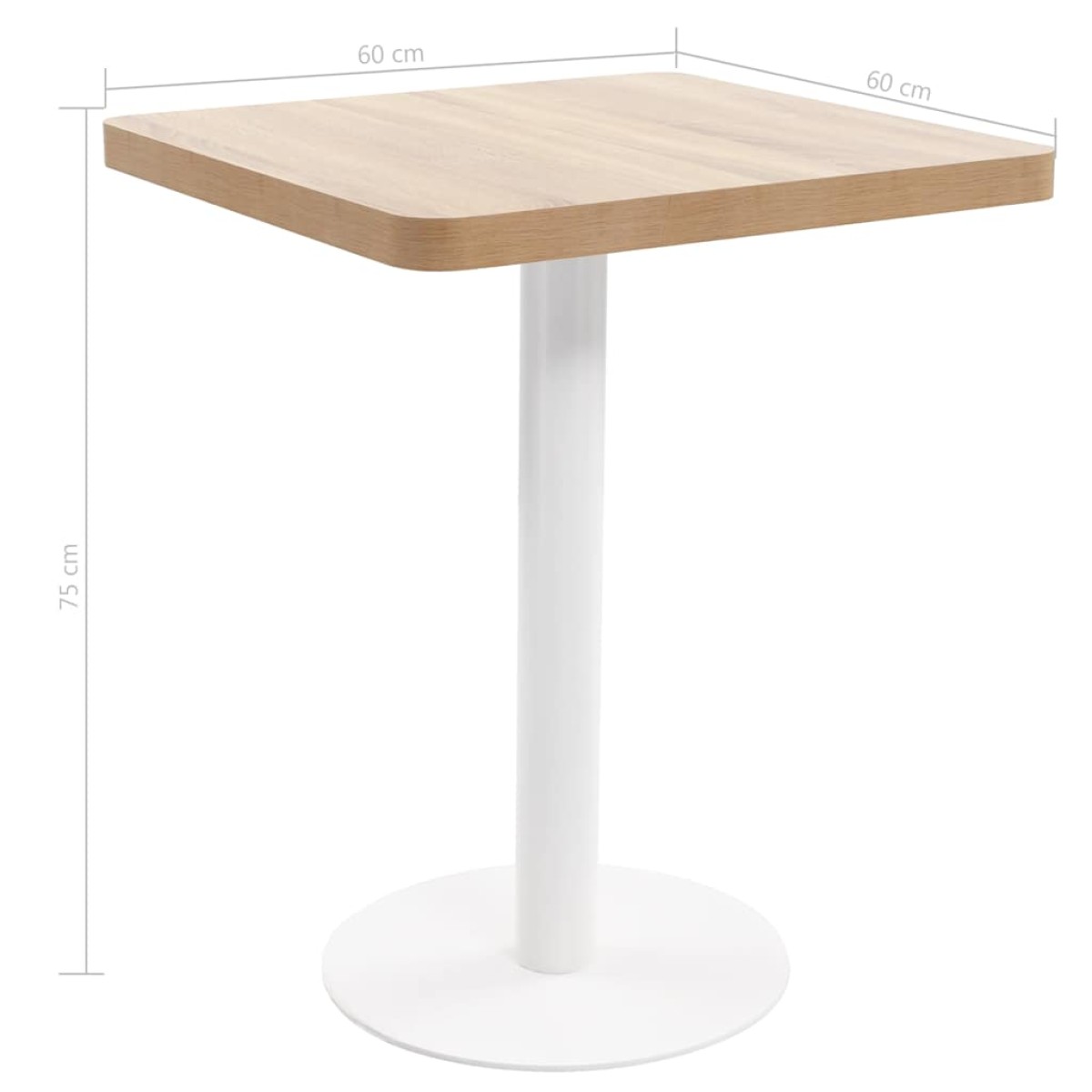 vidaXL Τραπέζι Bistro Ανοιχτό Καφέ 60 x 60 εκ. από MDF