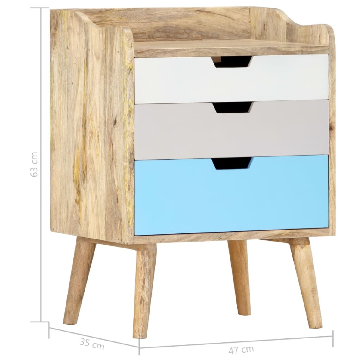 vidaXL Κομοδίνο 47 x 35 x 63 εκ. από Μασίφ Ξύλο Μάνγκο