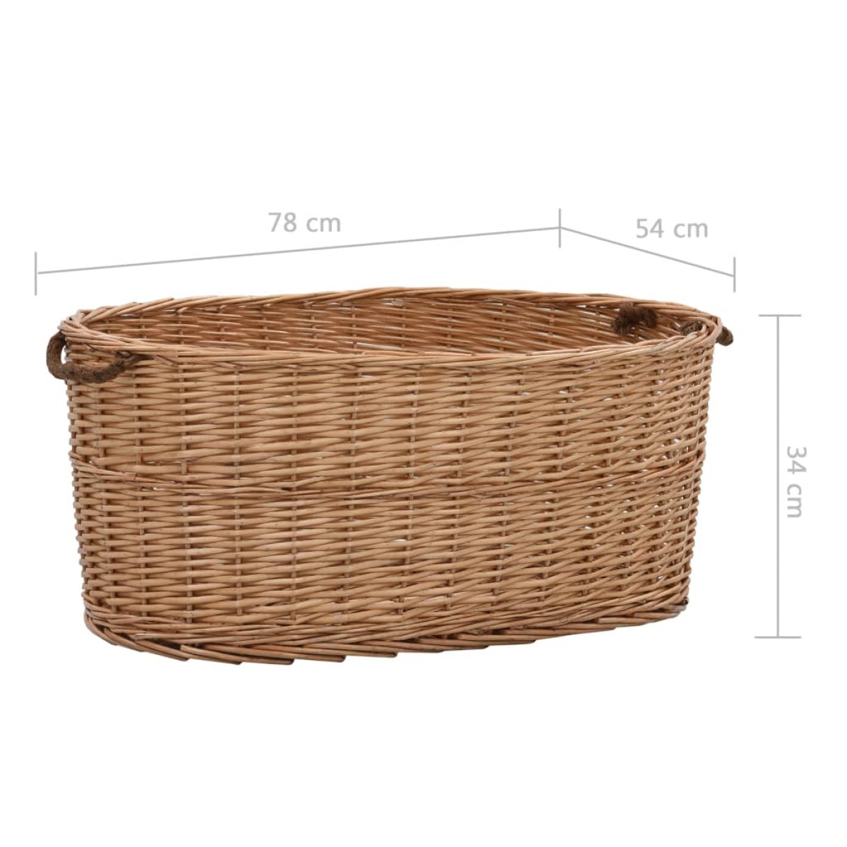 vidaXL Καλάθι Καυσόξυλων με Λαβές Μεταφοράς 78x54x34 εκ. Φυσική Ιτιά