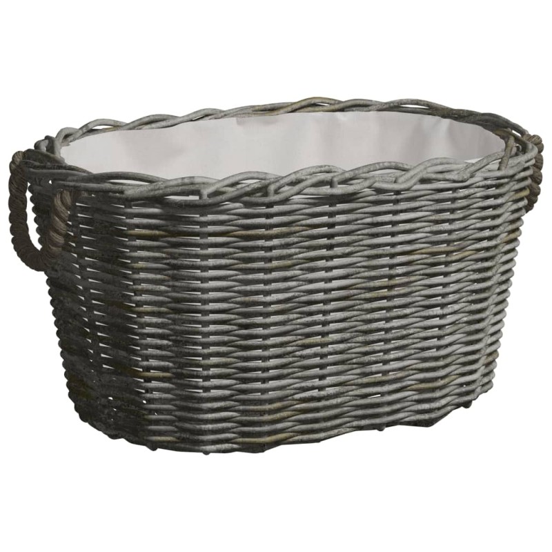 vidaXL Καλάθι Καυσόξυλων με Λαβές Μεταφοράς 59x42x28 εκ. Γκρι Ιτιά