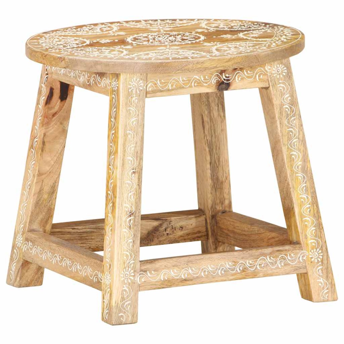 vidaXL Σκαμπό Ζωγραφισμένο στο Χέρι 38 x 38 x 35 εκ. Μασίφ Ξύλο Μάνγκο
