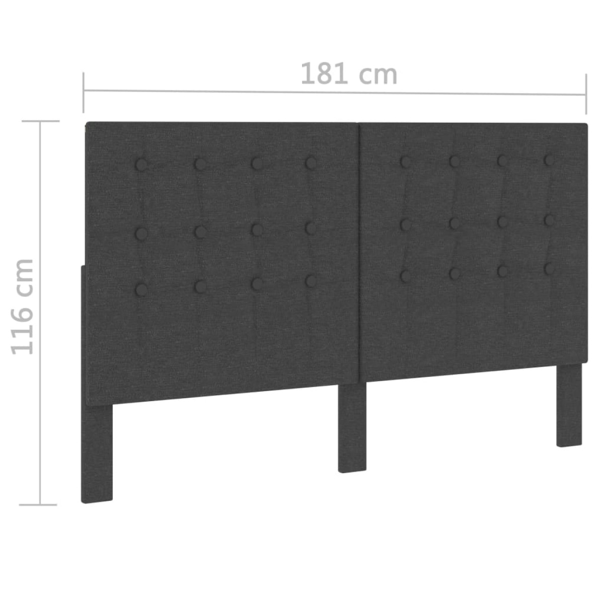 vidaXL Καπιτονέ Κεφαλάρι Σκούρο Γκρι 180 x 200 εκ. Υφασμάτινο