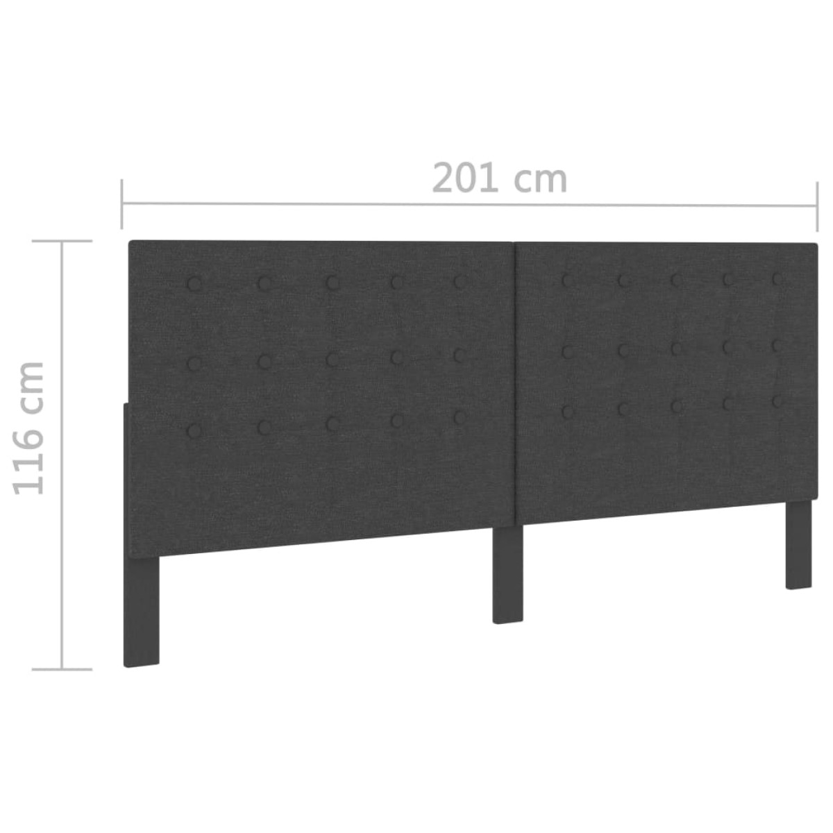 vidaXL Καπιτονέ Κεφαλάρι Σκούρο Γκρι 200 x 200 εκ. Υφασμάτινο