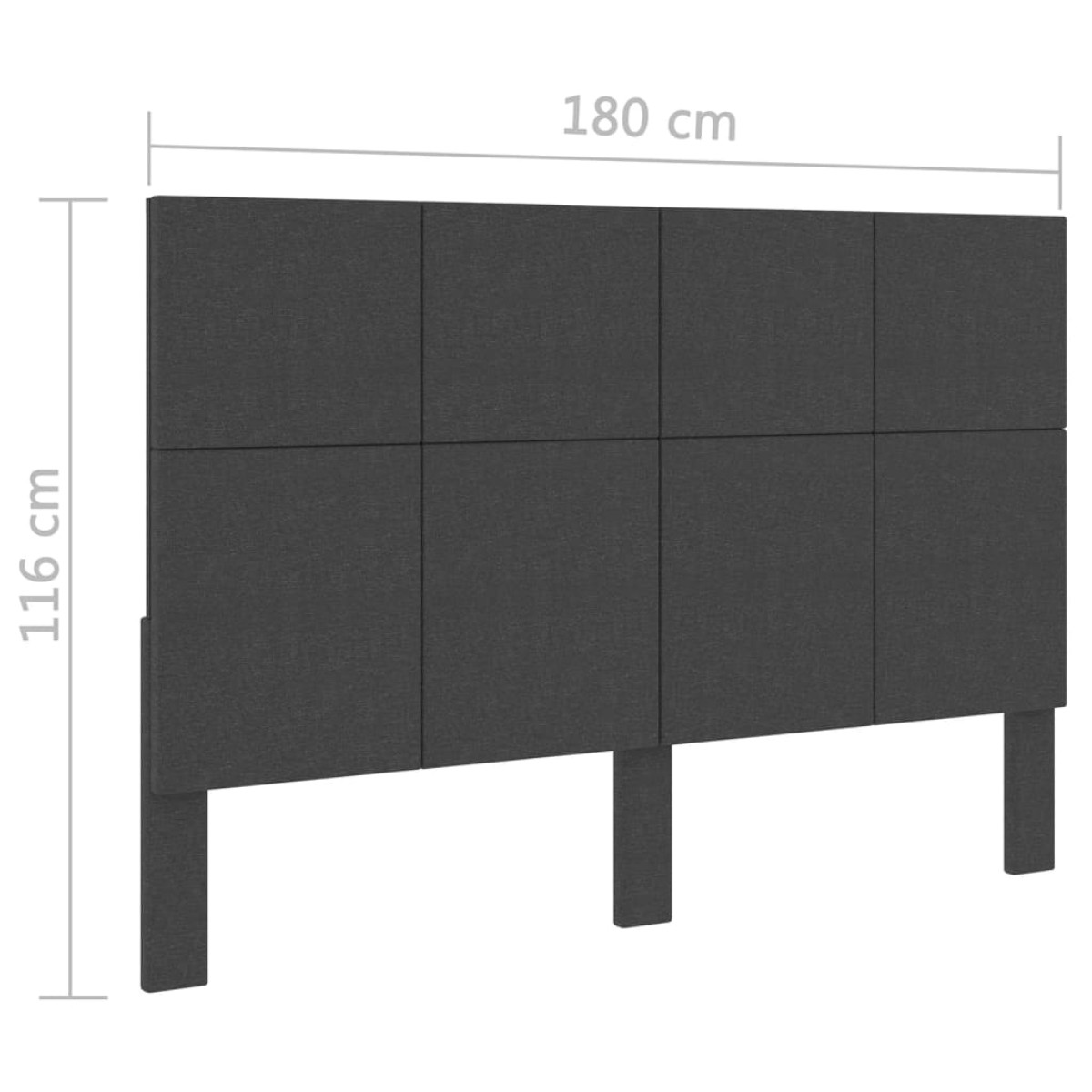 vidaXL Κεφαλάρι Σκούρο Γκρι 180 x 200 εκ. Υφασμάτινο