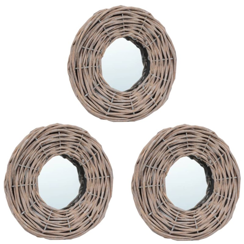 vidaXL Καθρέφτες 3 τεμ. 15 εκ. από Wicker