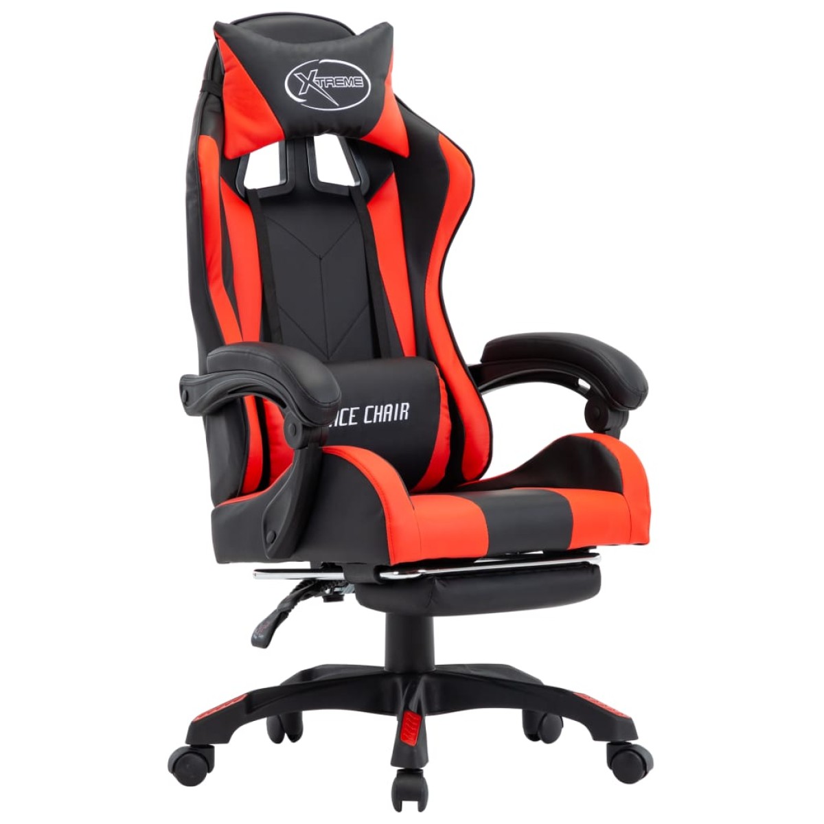 vidaXL Καρέκλα Racing με Υποπόδιο Κόκκινη/Μαύρη από Συνθετικό Δέρμα