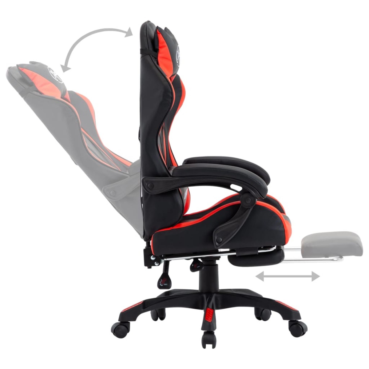 vidaXL Καρέκλα Racing με Υποπόδιο Κόκκινη/Μαύρη από Συνθετικό Δέρμα