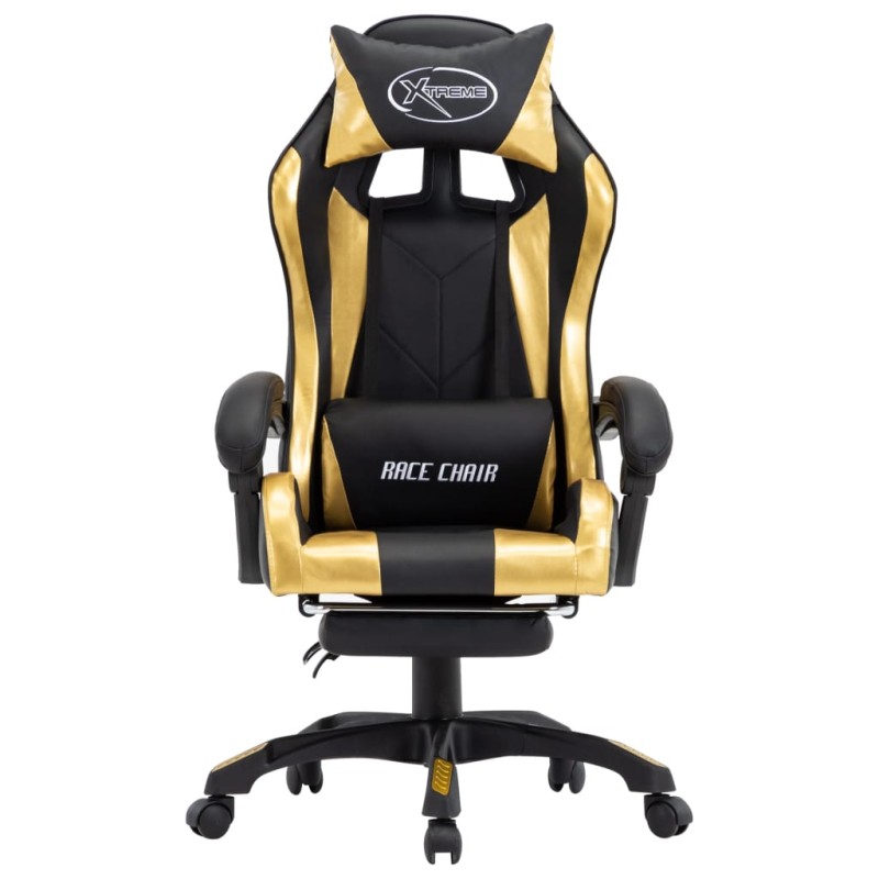 vidaXL Καρέκλα Racing με Υποπόδιο Χρυσή/Μαύρη από Συνθετικό Δέρμα