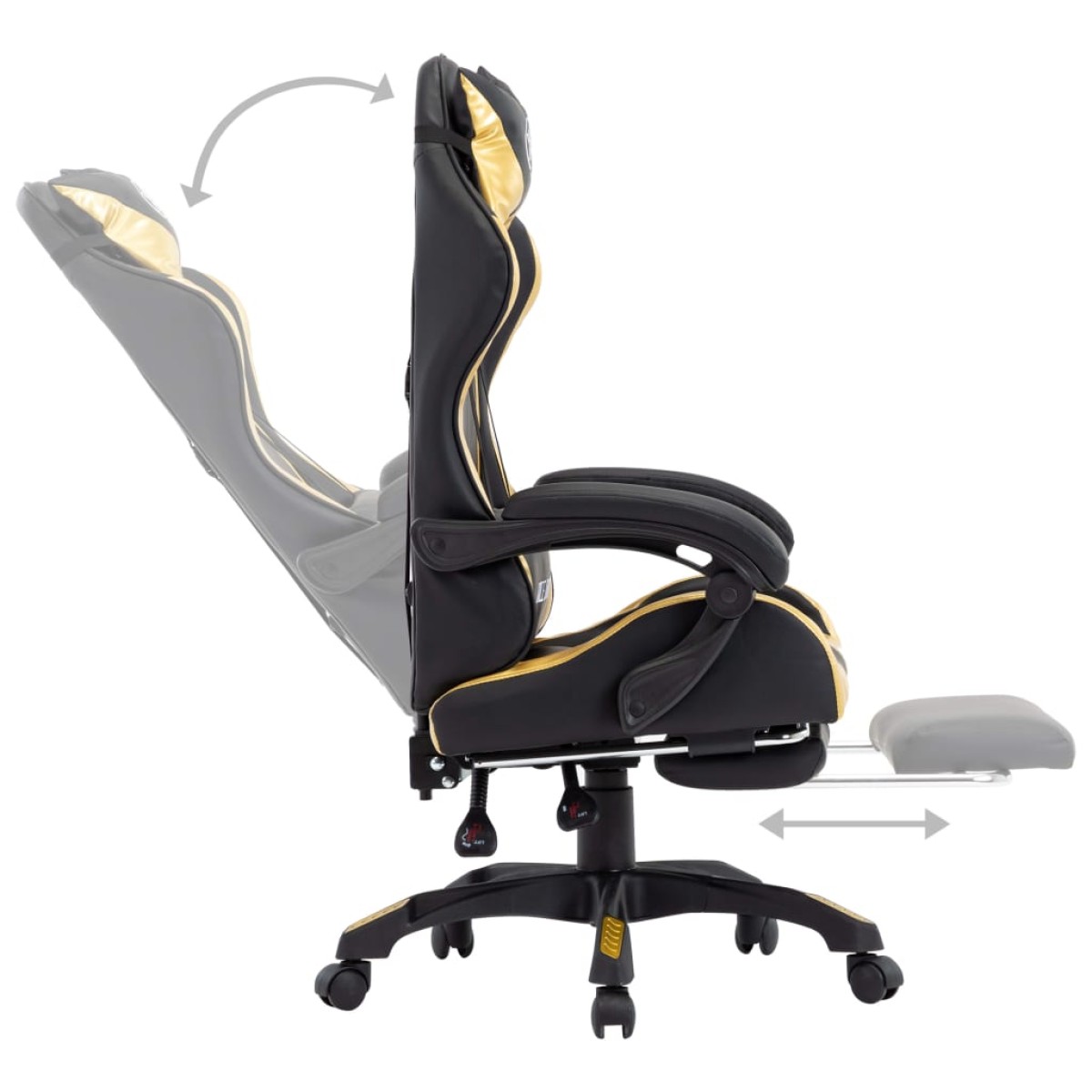 vidaXL Καρέκλα Racing με Υποπόδιο Χρυσή/Μαύρη από Συνθετικό Δέρμα