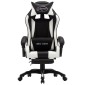 vidaXL Καρέκλα Racing με Υποπόδιο Λευκή/Μαύρη από Συνθετικό Δέρμα