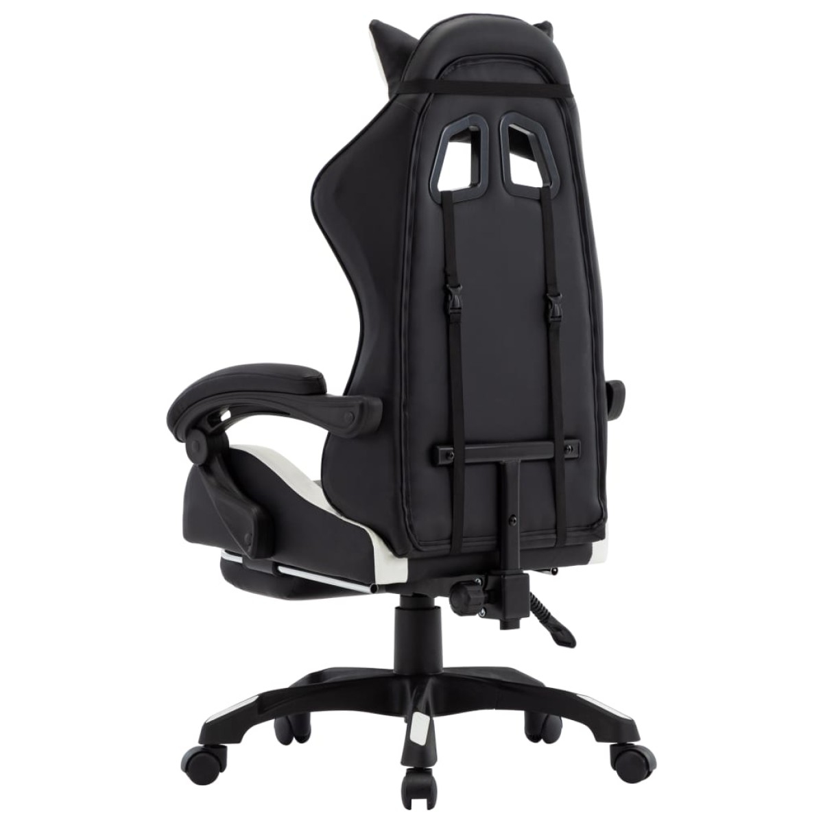 vidaXL Καρέκλα Racing με Υποπόδιο Λευκή/Μαύρη από Συνθετικό Δέρμα