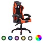 vidaXL Καρέκλα Racing με Φωτισμό RGB LED Πορτοκαλί/Μαύρο Δερματίνη