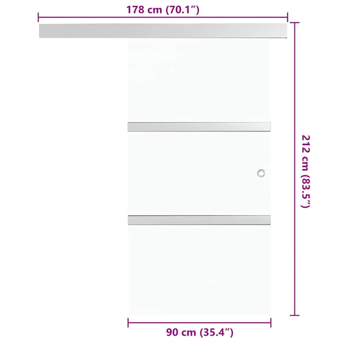 vidaXL Πόρτα Συρόμενη Ασημί 90 x 205 εκ. από Γυαλί ESG / Αλουμίνιο