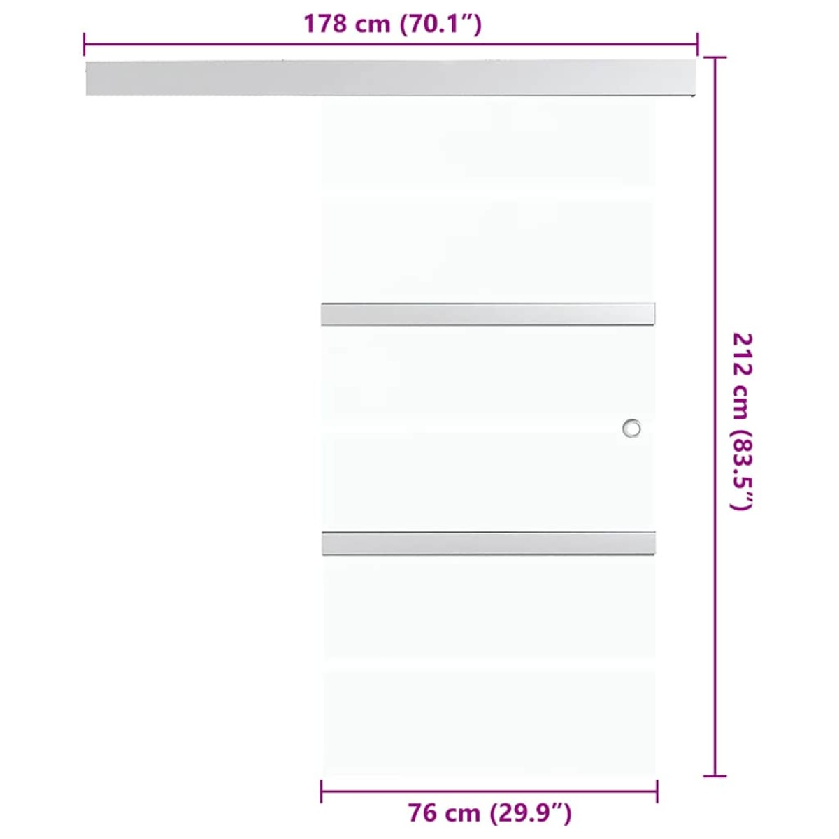 vidaXL Συρόμενη Πόρτα Ασημί 76 x 205 εκ. από Γυαλί ESG / Αλουμίνιο