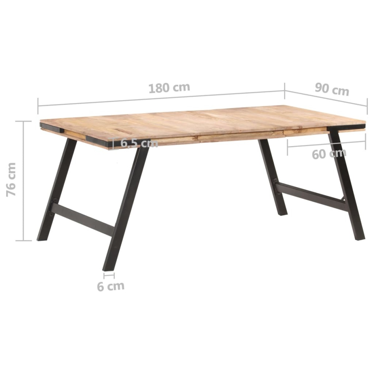 vidaXL Τραπεζαρία 180 x 90 x 76 εκ. από Μασίφ Ξύλο Μάνγκο