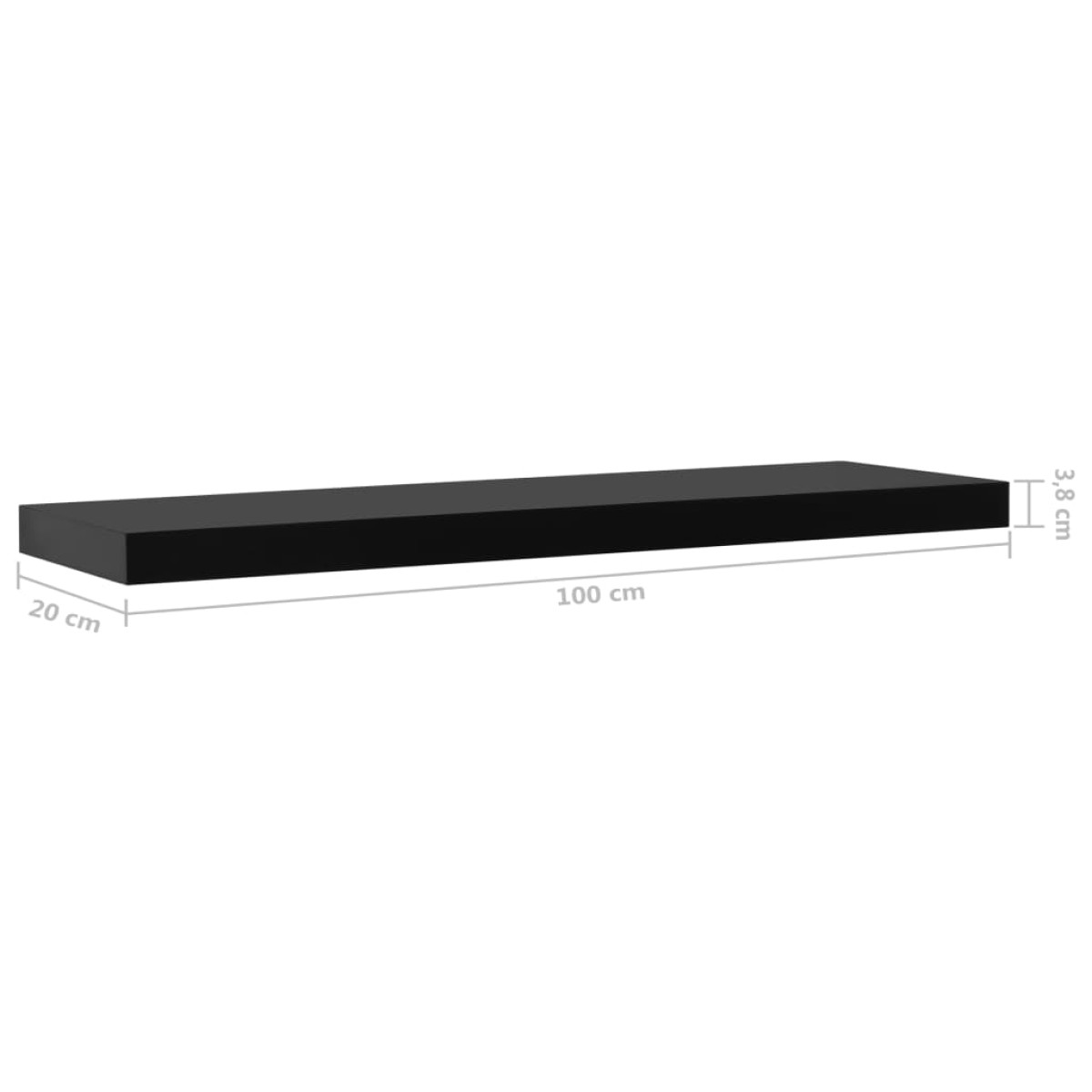vidaXL Ράφια Τοίχου 2 τεμ. Μαύρα 100 x 20 x 3,8 εκ.