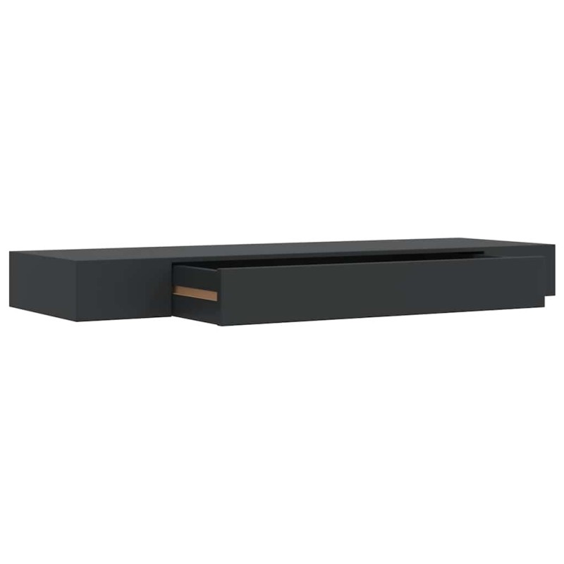 vidaXL Ράφι Τοίχου με Συρτάρι Μαύρο 80 x 25 x 8 εκ. MDF