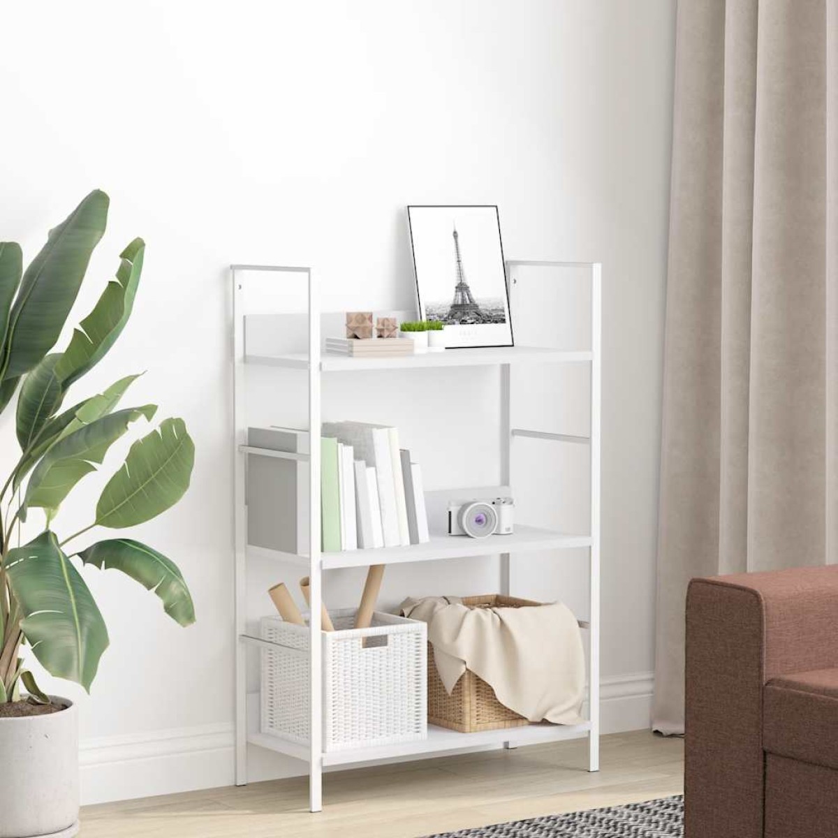 vidaXL Ραφιέρα 3 Επιπέδων Λευκή 60x27,6x90,5 εκ. Επεξεργασμένο Ξύλο