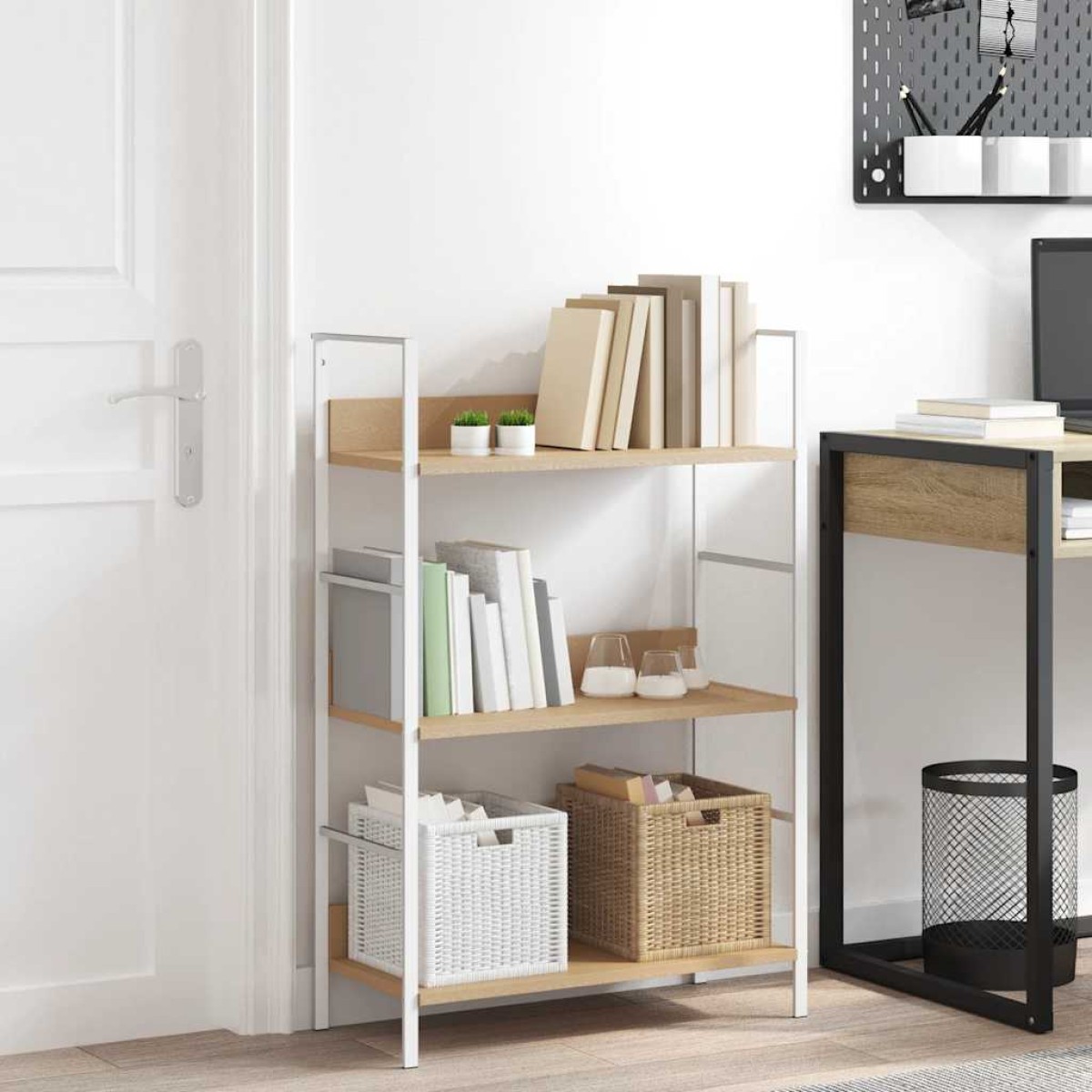 vidaXL Ραφιέρα 3 Επιπέδων Δρυς 60x27,6x90,5 εκ. Επεξεργασμένο Ξύλο