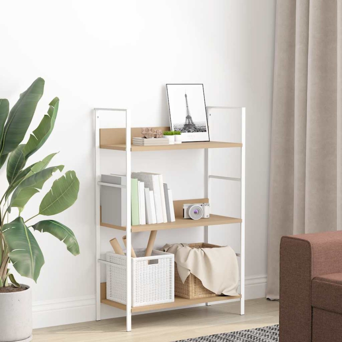 vidaXL Ραφιέρα 3 Επιπέδων Δρυς 60x27,6x90,5 εκ. Επεξεργασμένο Ξύλο