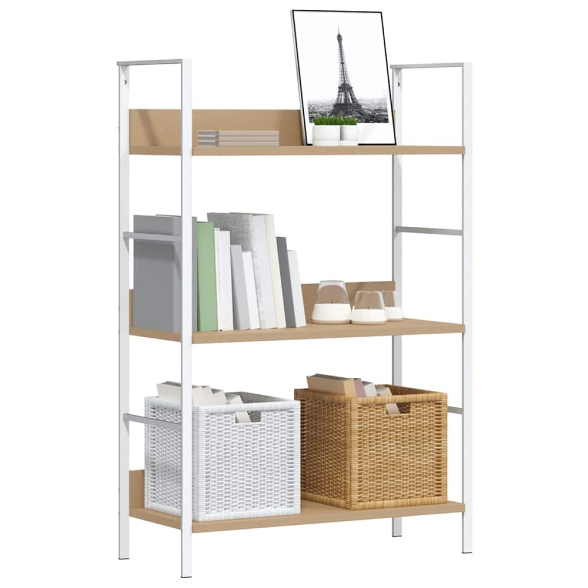 vidaXL Ραφιέρα 3 Επιπέδων Δρυς 60x27,6x90,5 εκ. Επεξεργασμένο Ξύλο