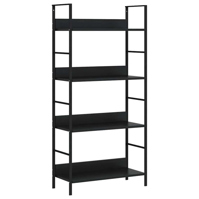 vidaXL Ραφιέρα 4 Επιπέδων Μαύρη 60x27,6x124,5 εκ. Επεξεργασμένο Ξύλο