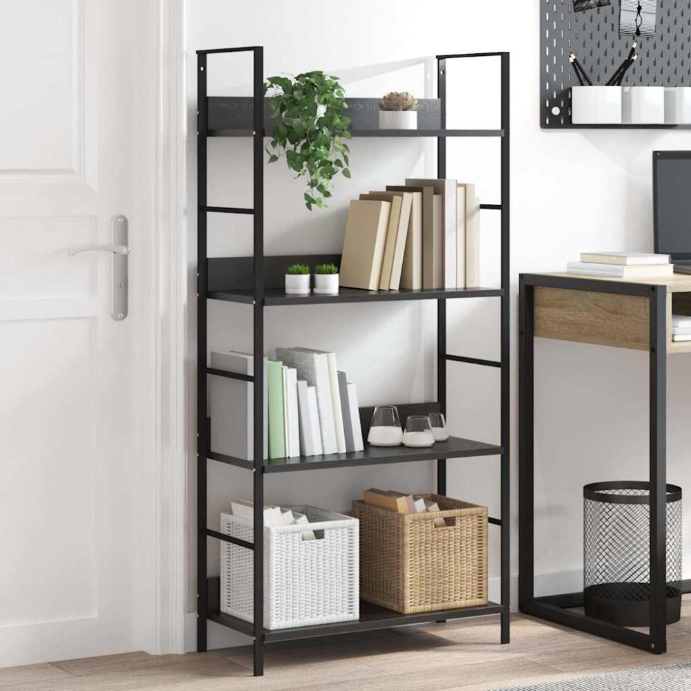 vidaXL Ραφιέρα 4 Επιπέδων Μαύρη 60x27,6x124,5 εκ. Επεξεργασμένο Ξύλο