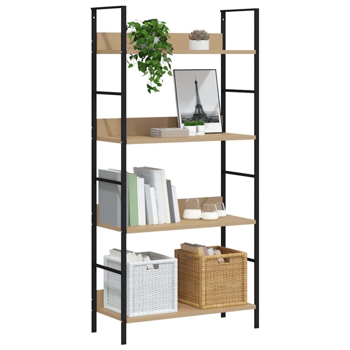 vidaXL Ραφιέρα 4 Επιπέδων Δρυς 60x27,6x124,5 εκ. Επεξεργασμένο Ξύλο
