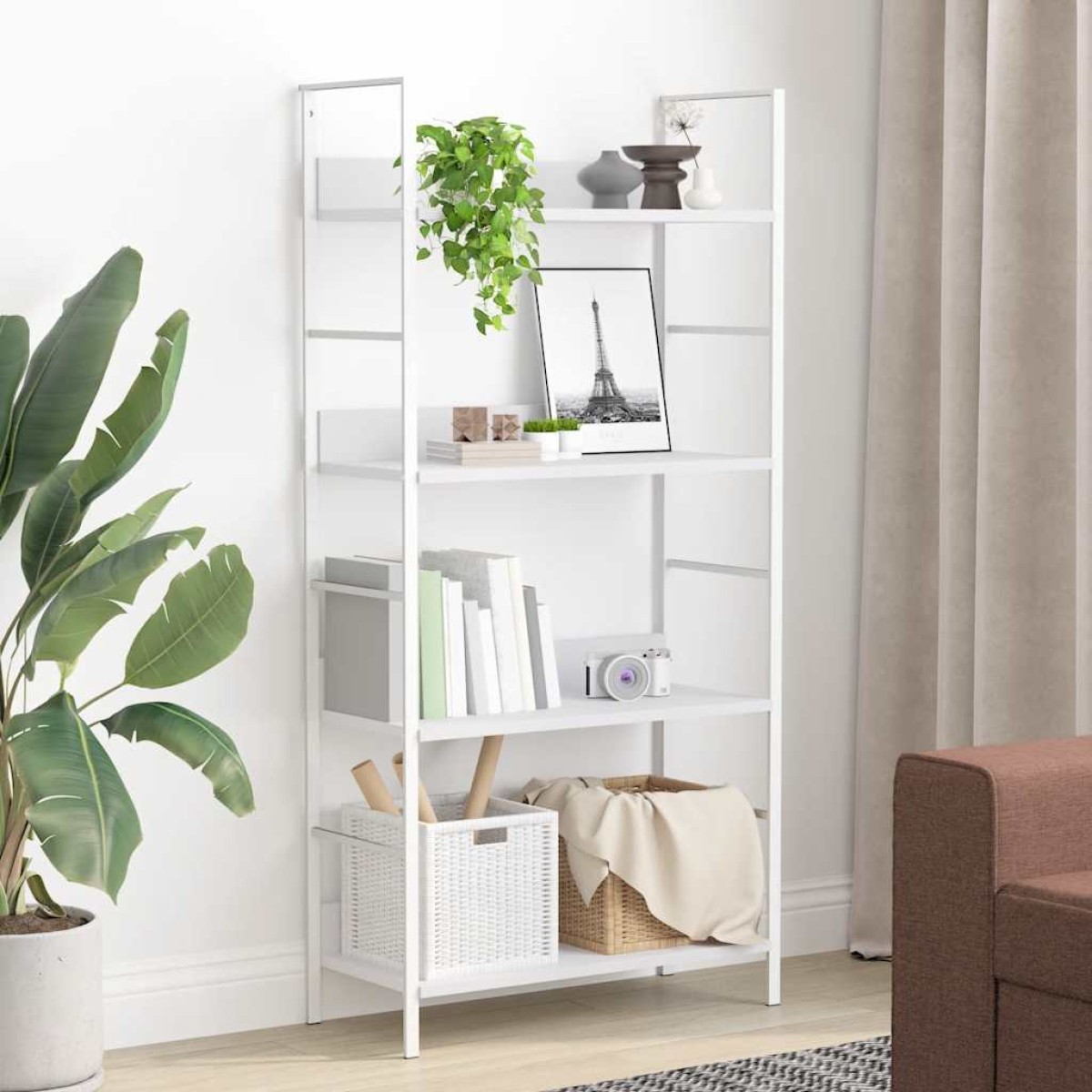 vidaXL Ραφιέρα 4 Επιπέδων Λευκή 60x27,6x124,5 εκ. Επεξεργασμένο Ξύλο
