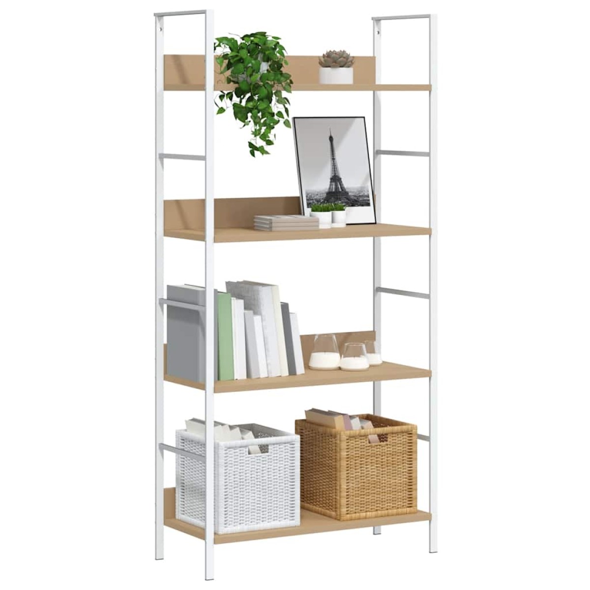 vidaXL Ραφιέρα 4 Επιπέδων Δρυς 60x27,6x124,5 εκ. Επεξεργασμένο Ξύλο