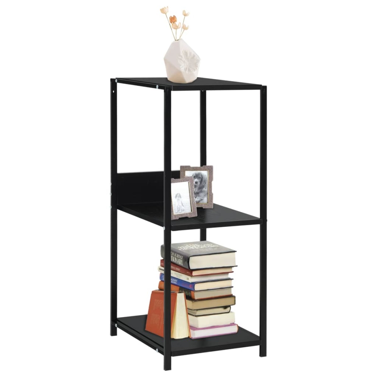 vidaXL Ραφιέρα Ίσια Μικρή Μαύρη 33,5x39,6x79,7 εκ. Επεξ. Ξύλο