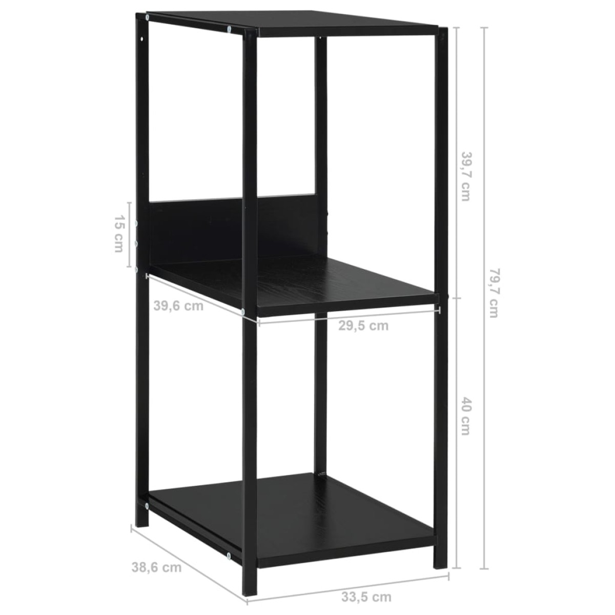 vidaXL Ραφιέρα Ίσια Μικρή Μαύρη 33,5x39,6x79,7 εκ. Επεξ. Ξύλο