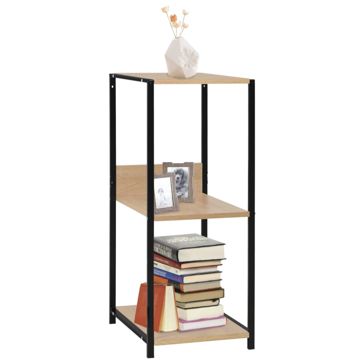 vidaXL Ραφιέρα Ίσια Μικρή Μαύρη/Δρυς 33,5x39,6x79,7 εκ. Επεξ. Ξύλο