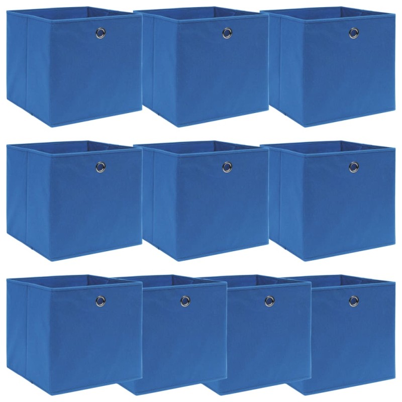 vidaXL Κουτιά Αποθήκευσης 10 τεμ. Μπλε 32 x 32 x 32 εκ. Υφασμάτινα