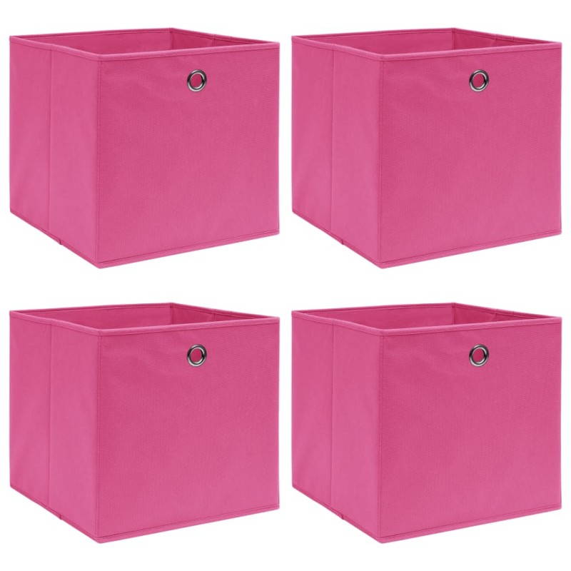 vidaXL Κουτιά Αποθήκευσης 4 τεμ. Ροζ 32 x 32 x 32 εκ. Υφασμάτινα