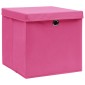 vidaXL Κουτιά Αποθήκευσης με Καπάκια 4 τεμ Ροζ 32x32x32εκ Υφασμάτινα