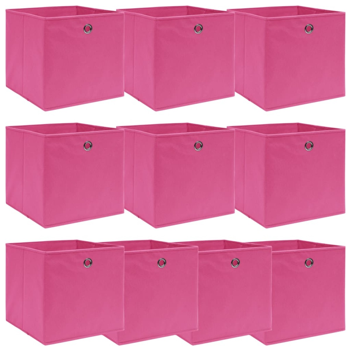 vidaXL Κουτιά Αποθήκευσης 10 τεμ. Ροζ 32 x 32 x 32 εκ. Υφασμάτινα