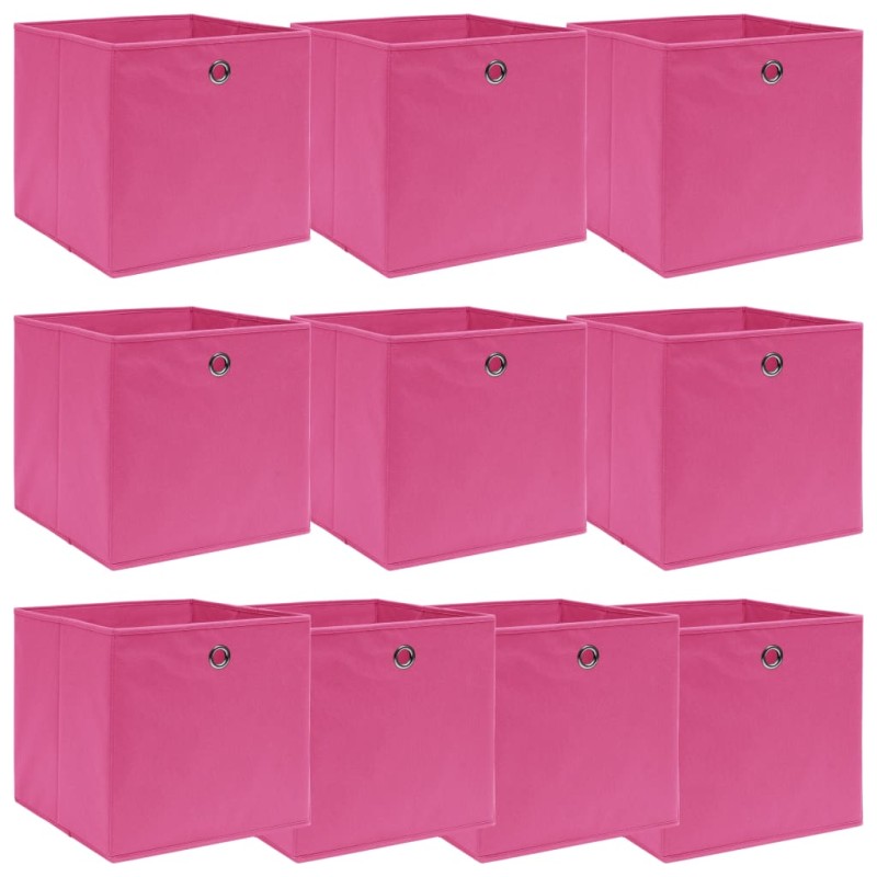 vidaXL Κουτιά Αποθήκευσης 10 τεμ. Ροζ 32 x 32 x 32 εκ. Υφασμάτινα