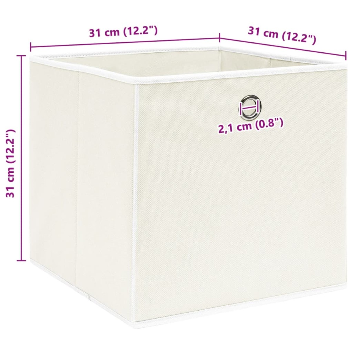 vidaXL Κουτιά Αποθήκευσης 4 τεμ. Λευκά 32 x 32 x 32 εκ. Υφασμάτινα