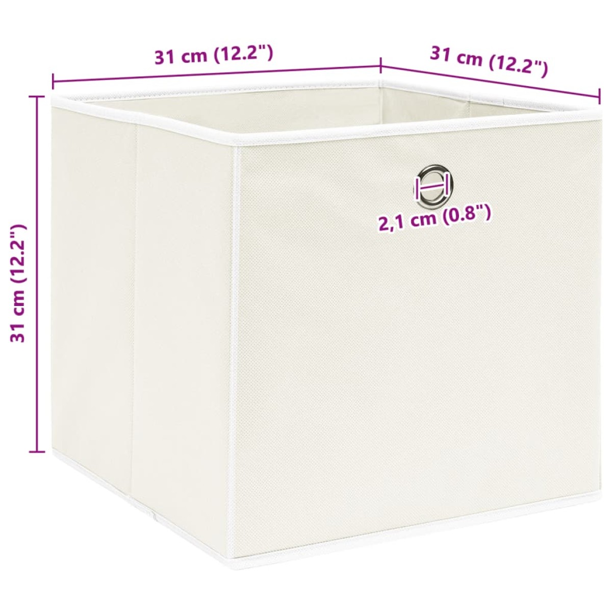 vidaXL Κουτιά Αποθήκευσης 10 τεμ. Λευκά 32 x 32 x 32 εκ. Υφασμάτινα