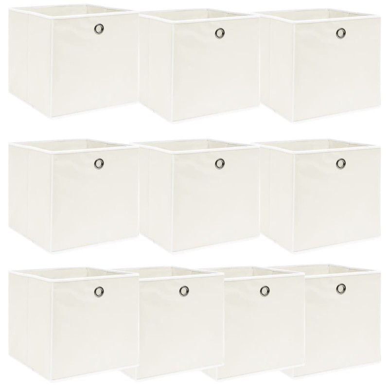 vidaXL Κουτιά Αποθήκευσης 10 τεμ. Λευκά 32 x 32 x 32 εκ. Υφασμάτινα