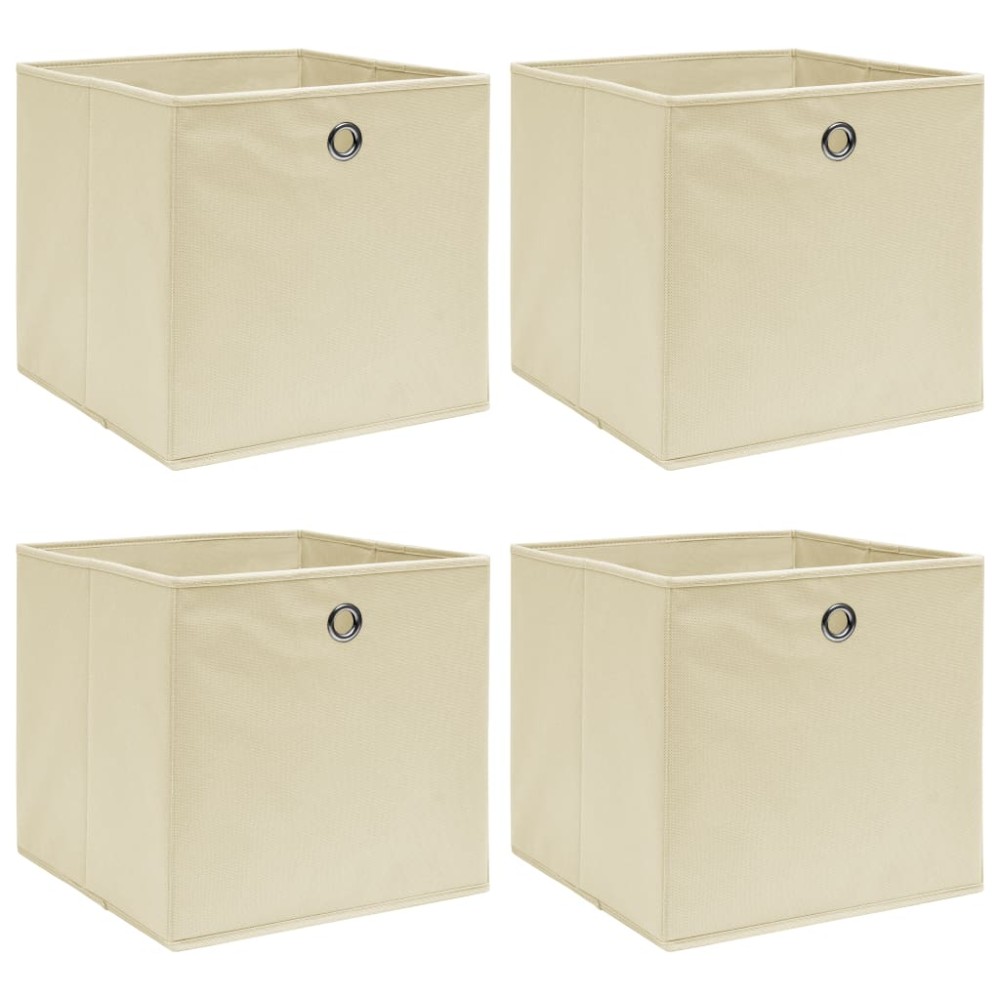 vidaXL Κουτιά Αποθήκευσης 4 τεμ. Κρεμ 32 x 32 x 32 εκ. Υφασμάτινα