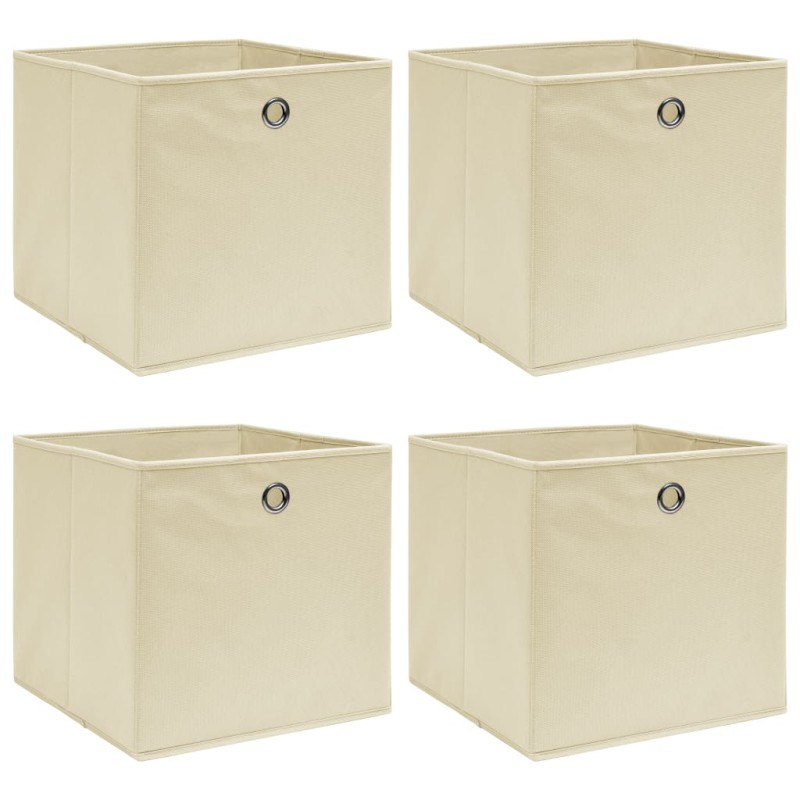 vidaXL Κουτιά Αποθήκευσης 4 τεμ. Κρεμ 32 x 32 x 32 εκ. Υφασμάτινα