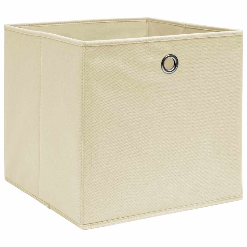 vidaXL Κουτιά Αποθήκευσης 10 τεμ. Κρεμ 32 x 32 x 32 εκ. Υφασμάτινα