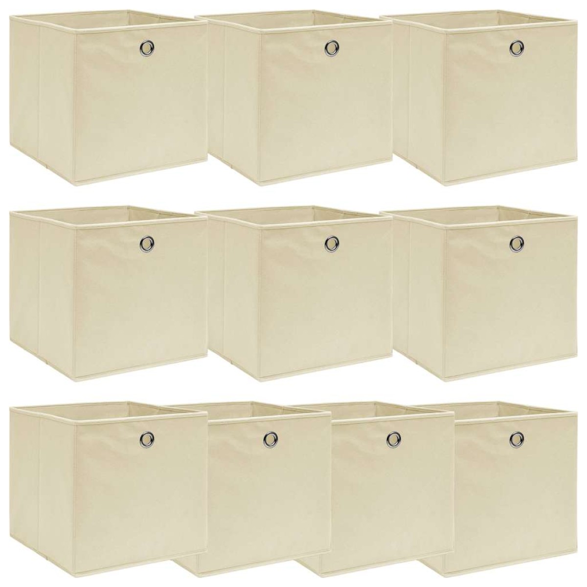 vidaXL Κουτιά Αποθήκευσης 10 τεμ. Κρεμ 32 x 32 x 32 εκ. Υφασμάτινα