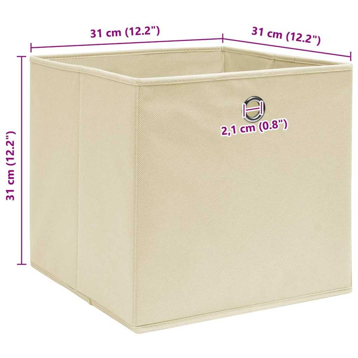 vidaXL Κουτιά Αποθήκευσης 10 τεμ. Κρεμ 32 x 32 x 32 εκ. Υφασμάτινα